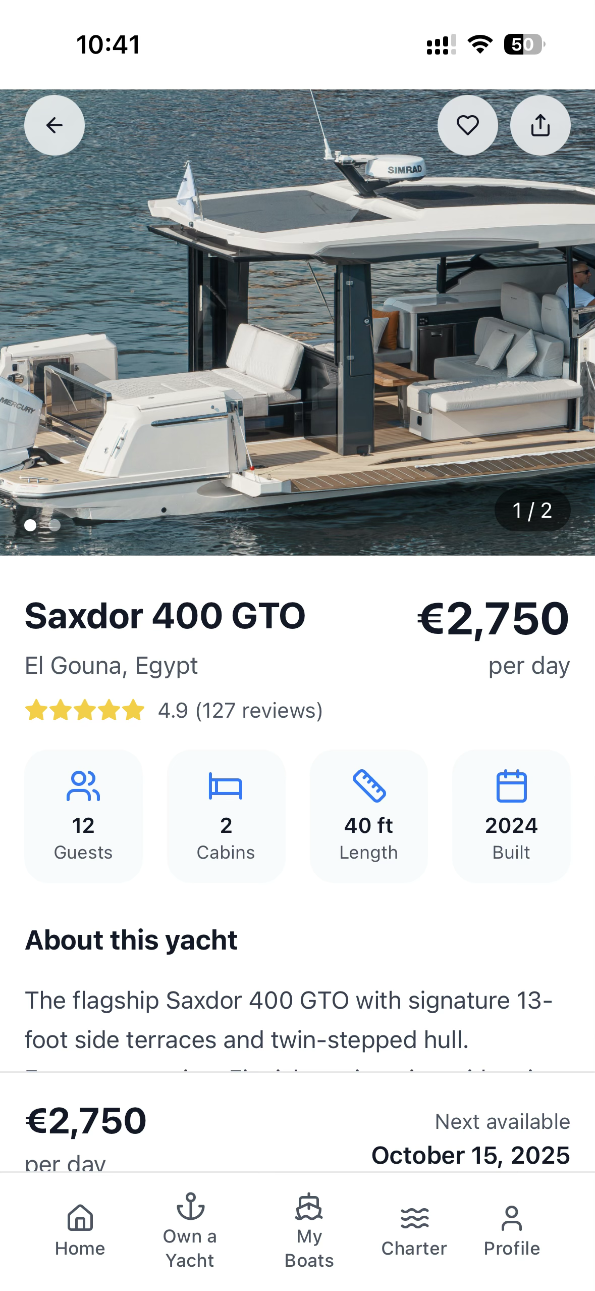 Charter boat discovery and booking